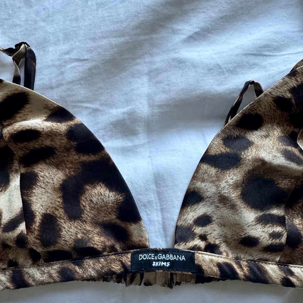 Dolce&Gabbana x Skims Silk Triangle Bralette in Leopard Print